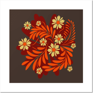 Folk flowers floral art print Flowers abstract art Posters and Art